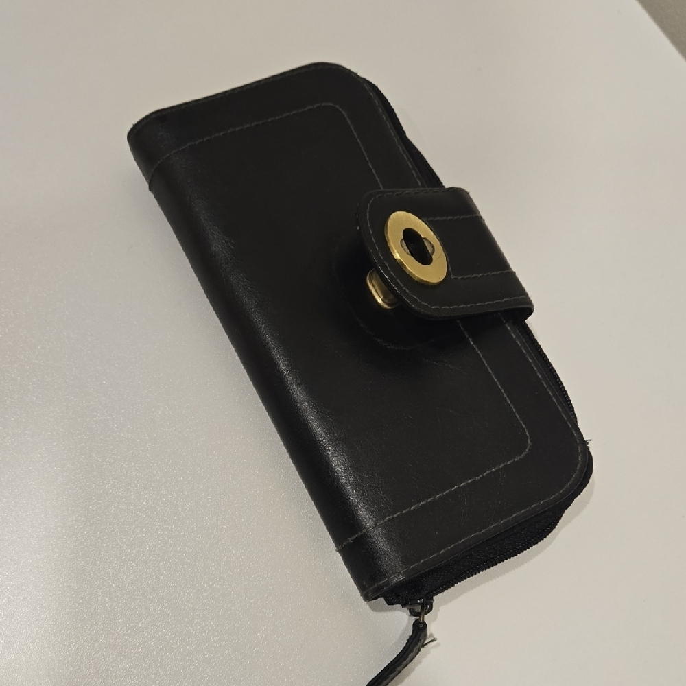 Black Wallet Long Zip Around - Picture 3 of 16